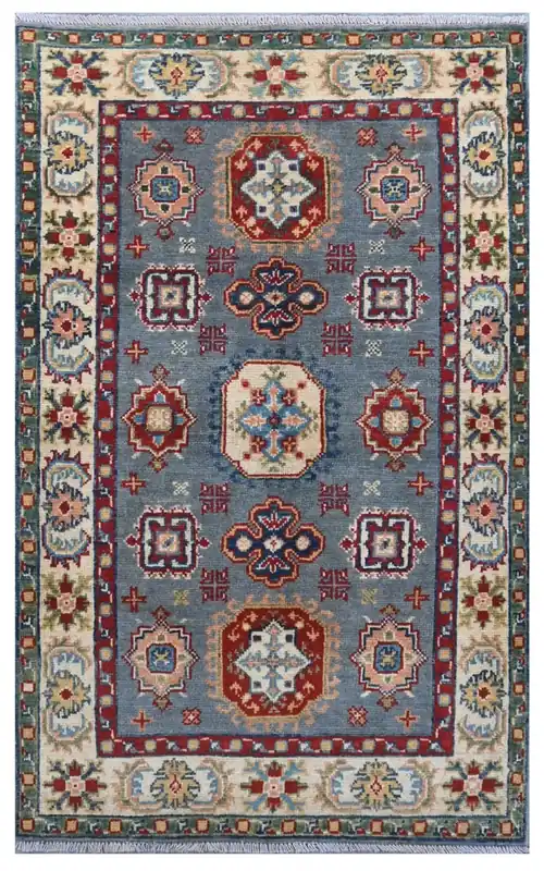 Tappeto Kazak Classico, Multicolore, fatto a mano, 128x78cm