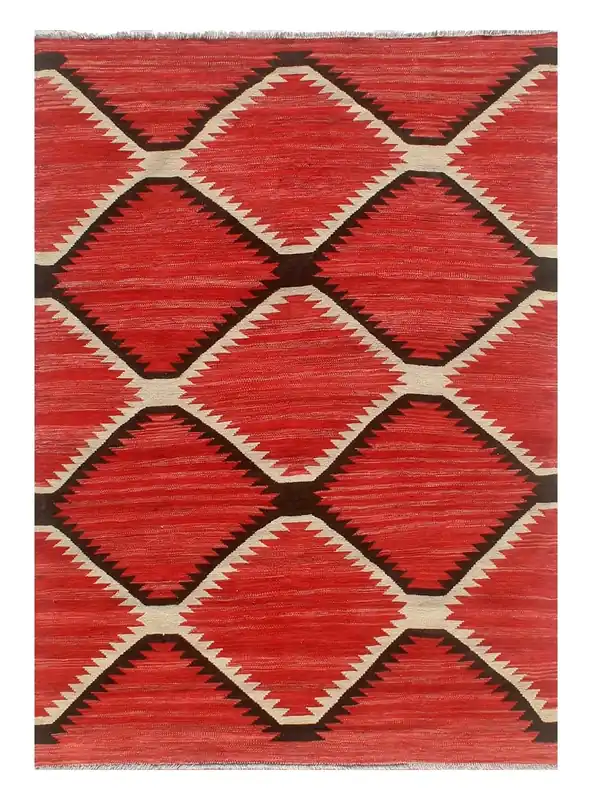 Tappeto Kilim moderno in lana multicolore 197x150cm