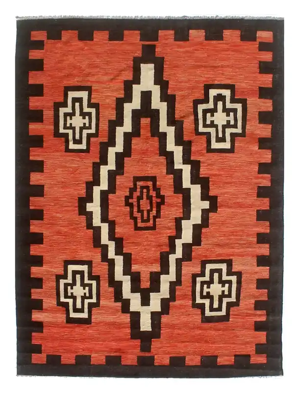 Tappeto Kilim moderno in lana multicolore 300x258cm