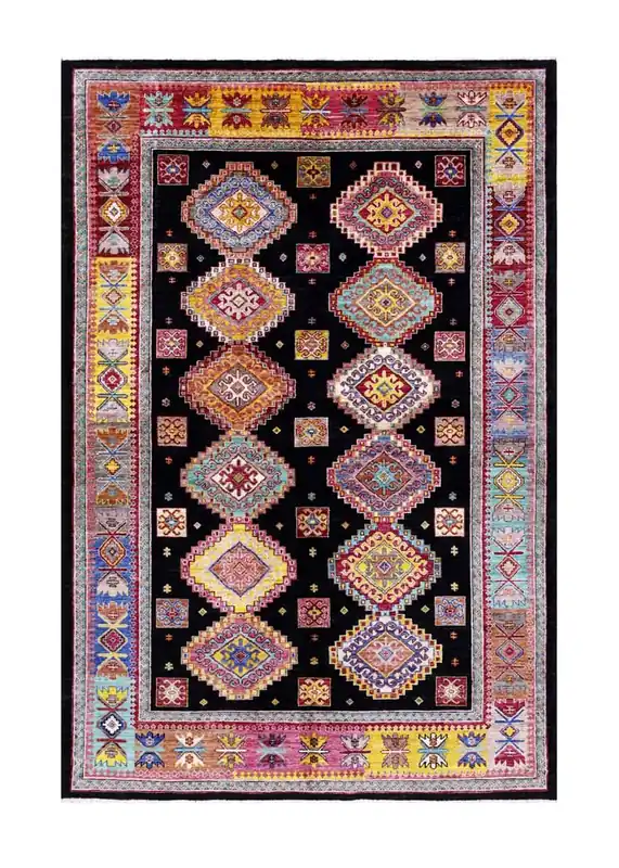 Afghan wool carpet multi, handmade 248x172cm