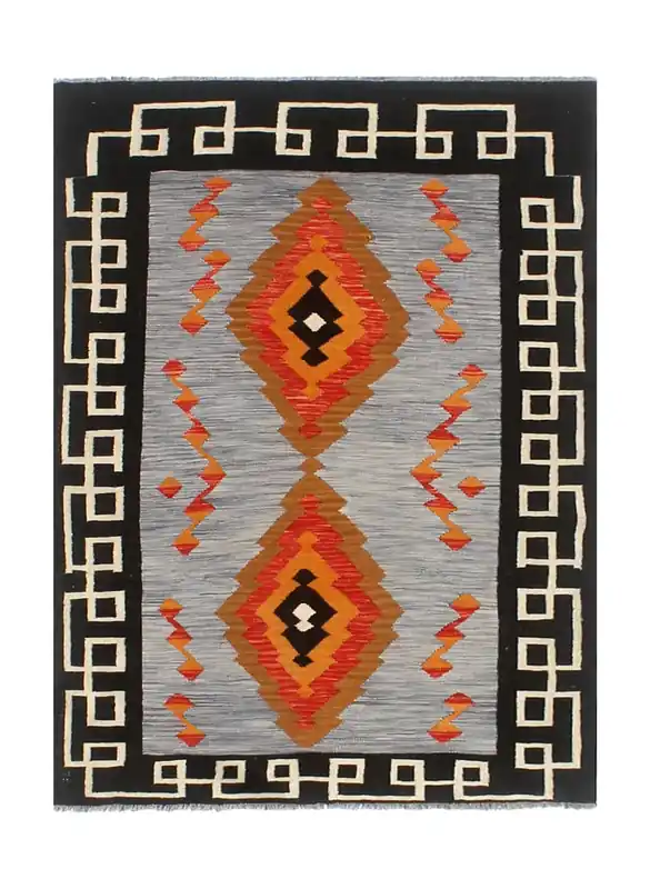 Tappeto Kilim moderno in lana multicolore 215x156cm