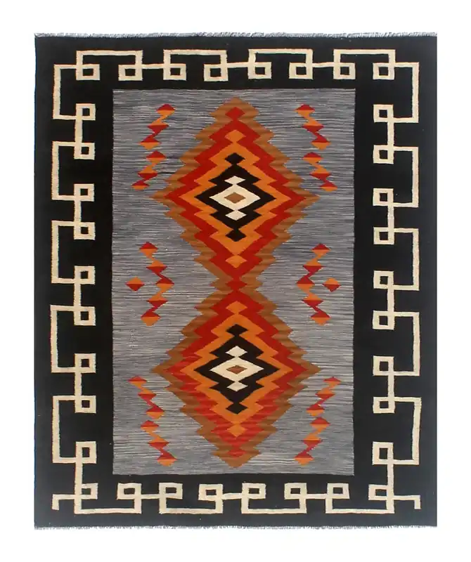 Tappeto Kilim moderno in lana multicolore 202x149cm