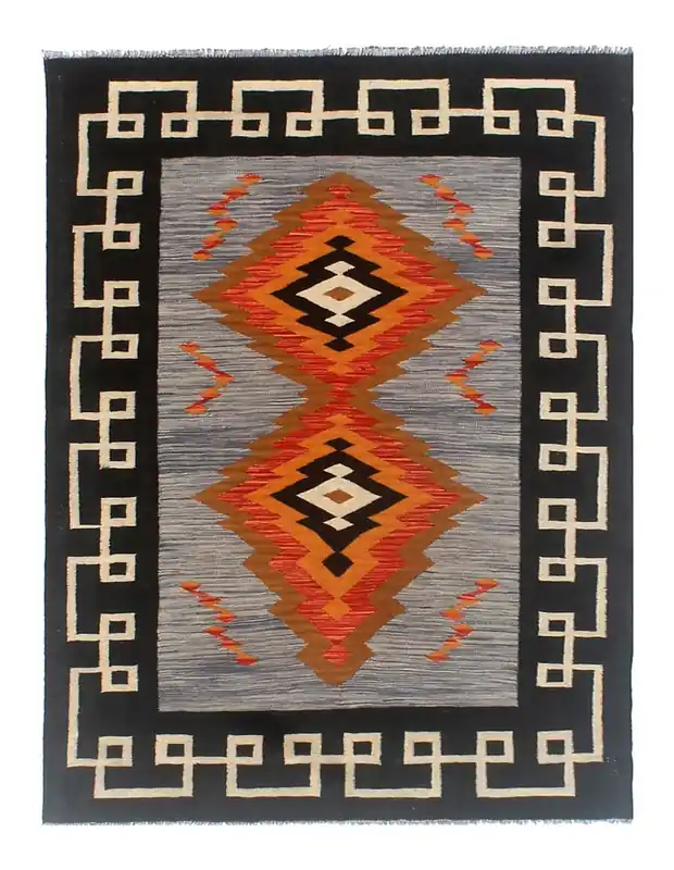 Tappeto Kilim moderno in lana multicolore 176x126cm