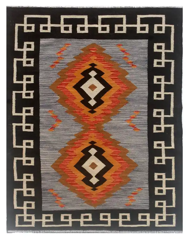 Tappeto Kilim moderno in lana multicolore 179x126cm