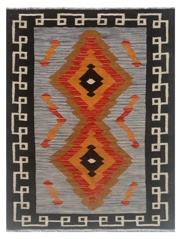 Tappeto Kilim moderno in lana multicolore 149x101cm
