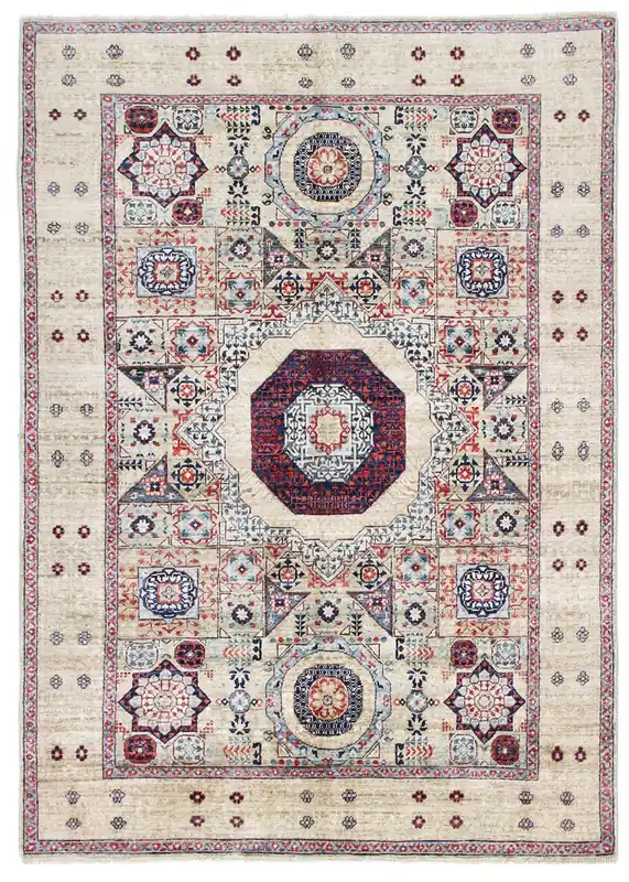 Tappeto Orientale Mamluk fatto a mano, multicolore 208x148cm