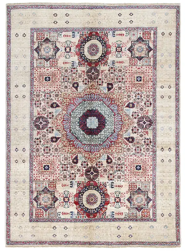 Tappeto Orientale Mamluk fatto a mano, multicolore 208x151cm