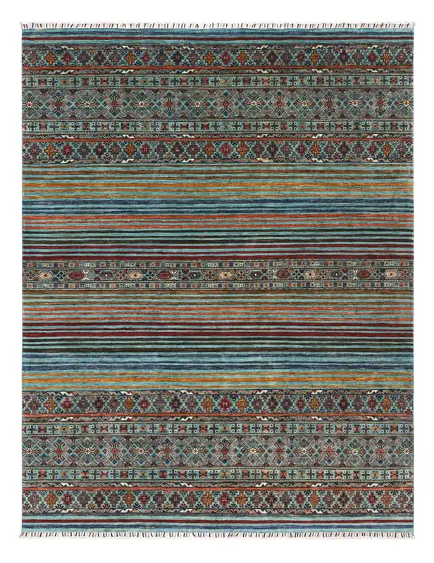 Tappeto Afghan blu in lana, fatto a mano 306x248cm