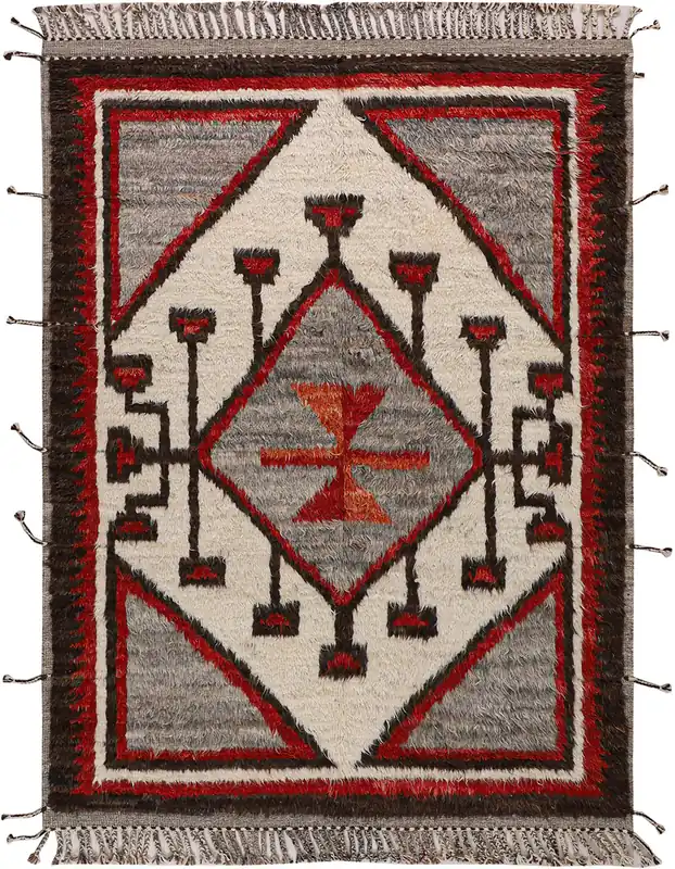 Tappeto stile berbero Navajo multicolore, fatto a mano 242x184cm