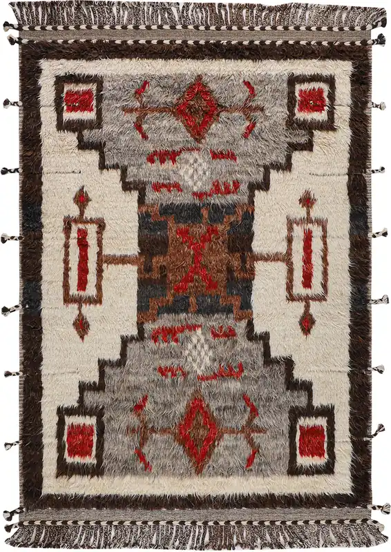 Tappeto stile berbero Navajo multicolore, fatto a mano 246x174cm