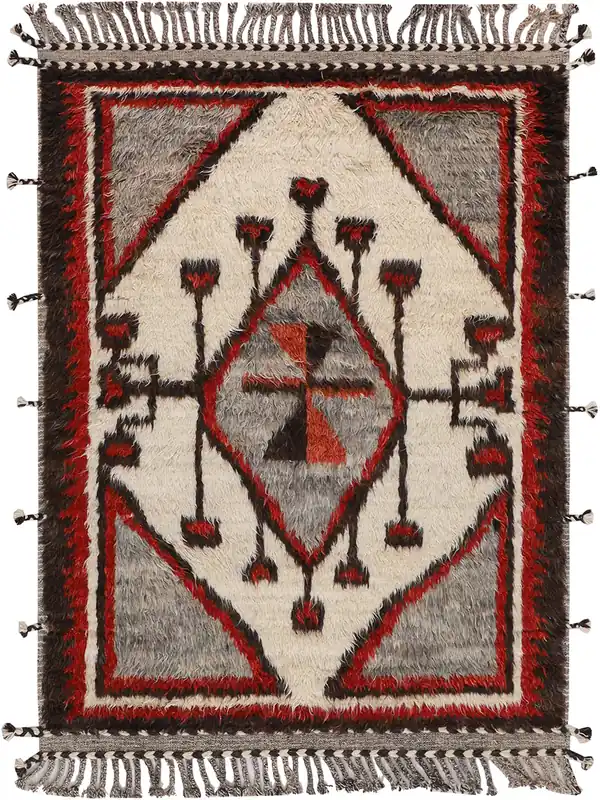 Tappeto stile berbero Navajo multicolore, fatto a mano 202x152cm