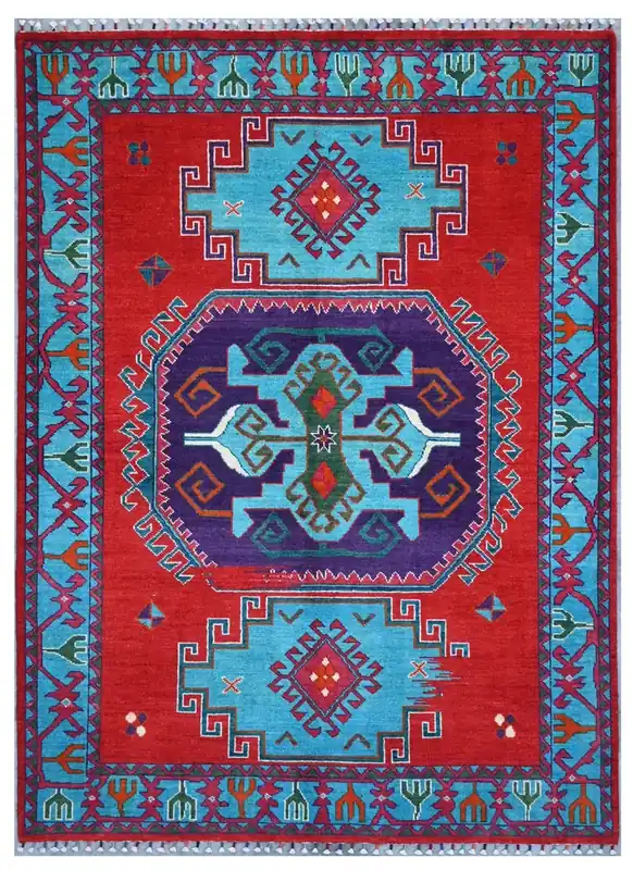 Tappeto Kazak Classico, Multicolore, fatto a mano, 207x151cm