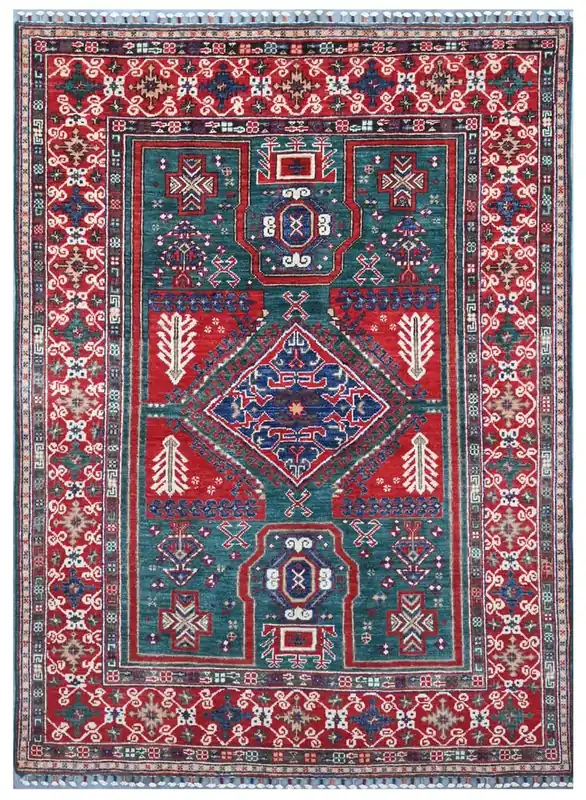 Tappeto Kazak Classico, Multicolore, fatto a mano, 205x145cm