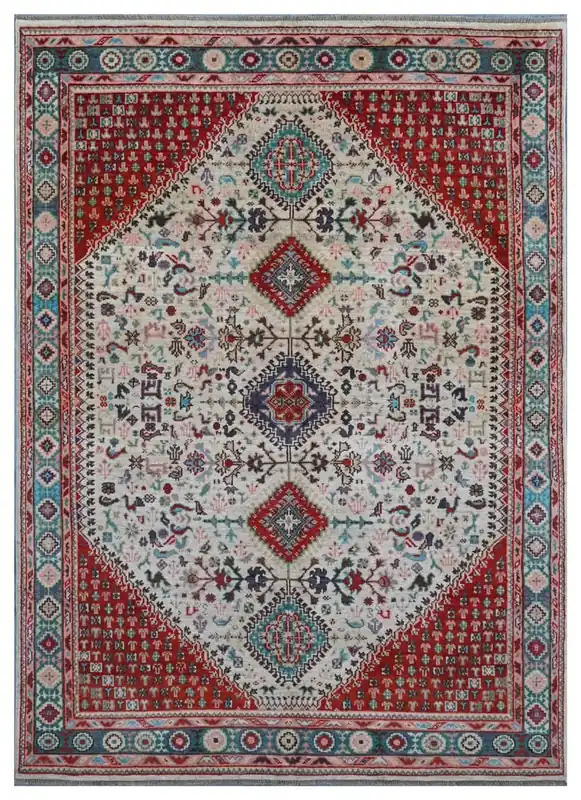 Classic Kazak carpet, Multi, handmade, 209x147cm