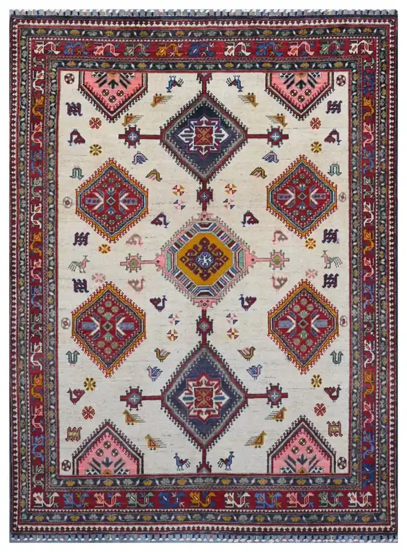 Tappeto Kazak Classico, Multicolore, fatto a mano, 202x149cm