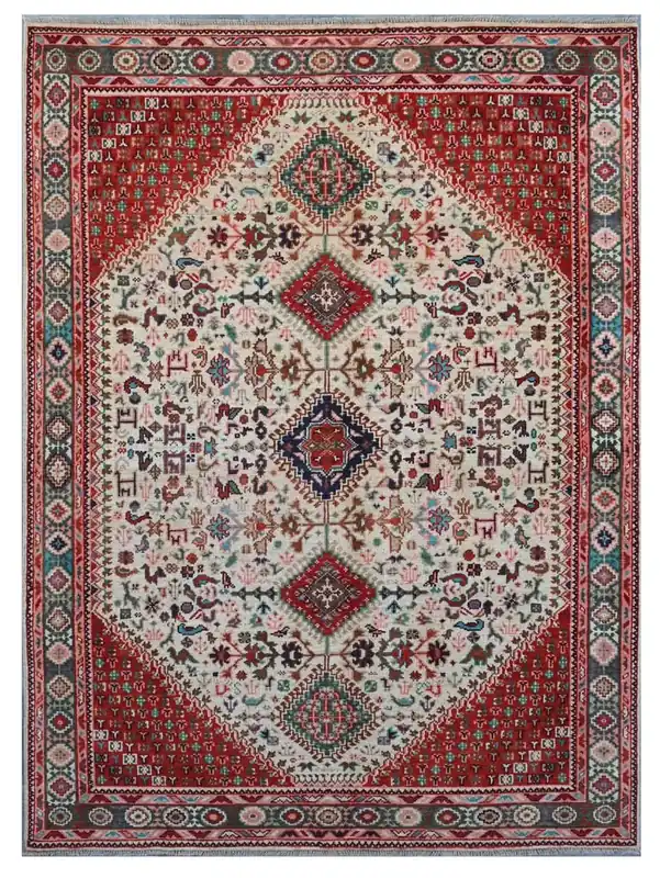 Tappeto Kazak Classico, Multicolore, fatto a mano, 201x147cm