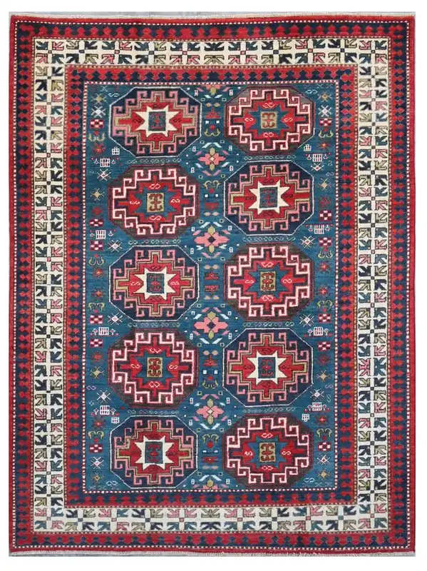 Tappeto Kazak Classico, Multicolore, fatto a mano, 197x141cm