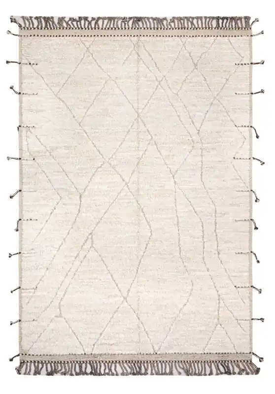Modern design white Berber style carpet, handmade 293x212cm