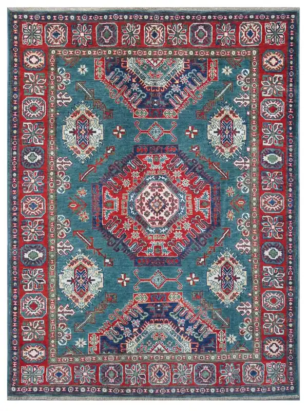 Tappeto Kazak Classico, Multicolore, fatto a mano, 198x144cm
