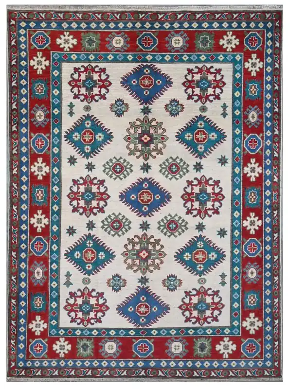 Tappeto Kazak Classico, Multicolore, fatto a mano, 209x147cm