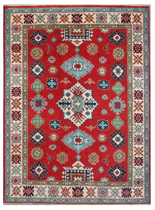 Tappeto Kazak Classico, Multicolore, fatto a mano, 201x147cm