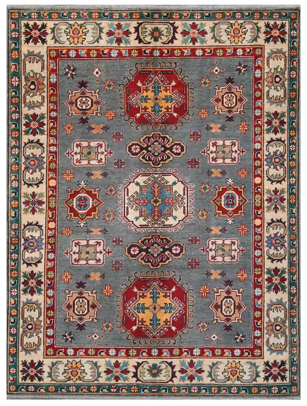 Tappeto Kazak Classico, Multicolore, fatto a mano, 198x149cm