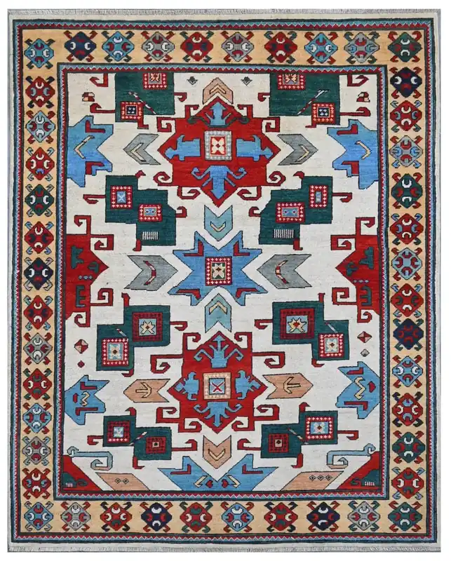 Tappeto Kazak Classico, Multicolore, fatto a mano, 193x151cm