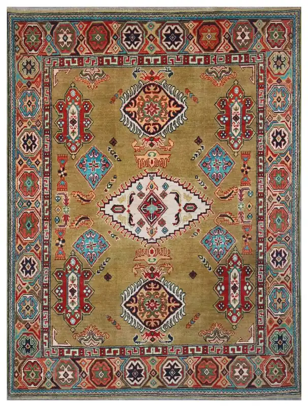 Tappeto Kazak Classico, Multicolore, fatto a mano, 197x149cm
