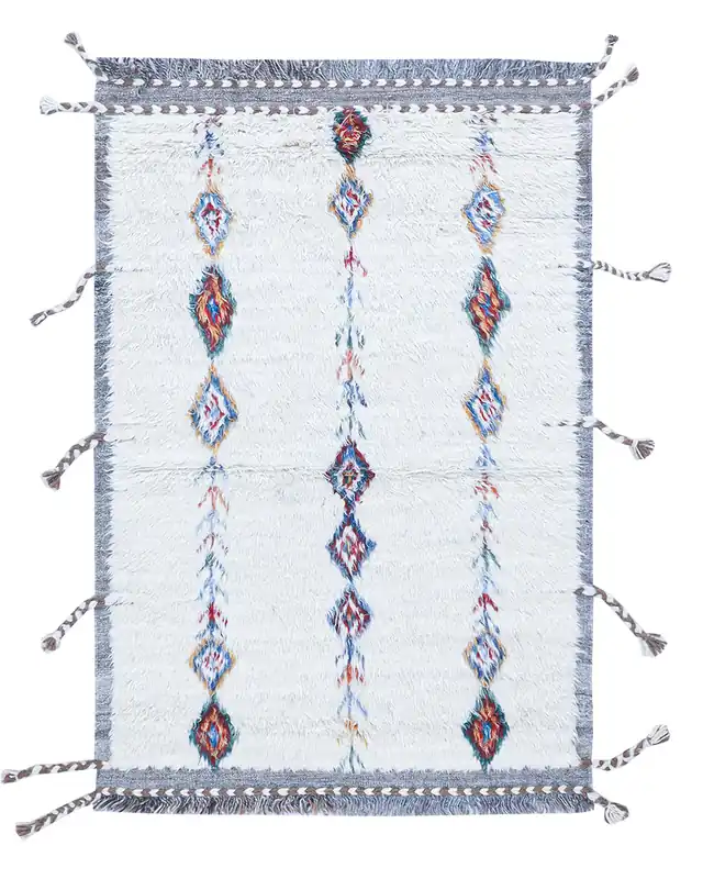 Tribal Berber carpet white, handmade 174x121cm