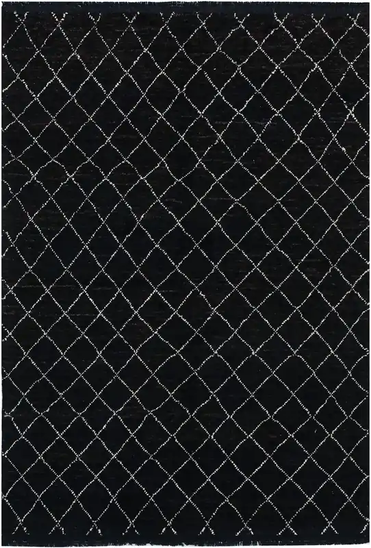 Modern design black Berber style carpet, handmade 177x117cm