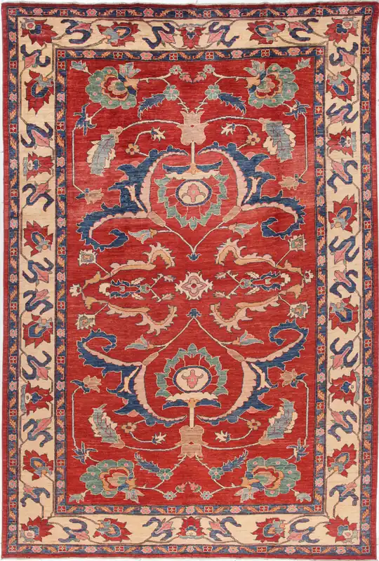 Classic Kazak carpet, Red, handmade, 334x222cm