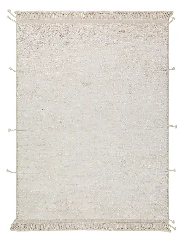 Modern design white Berber style carpet, handmade 240x180cm