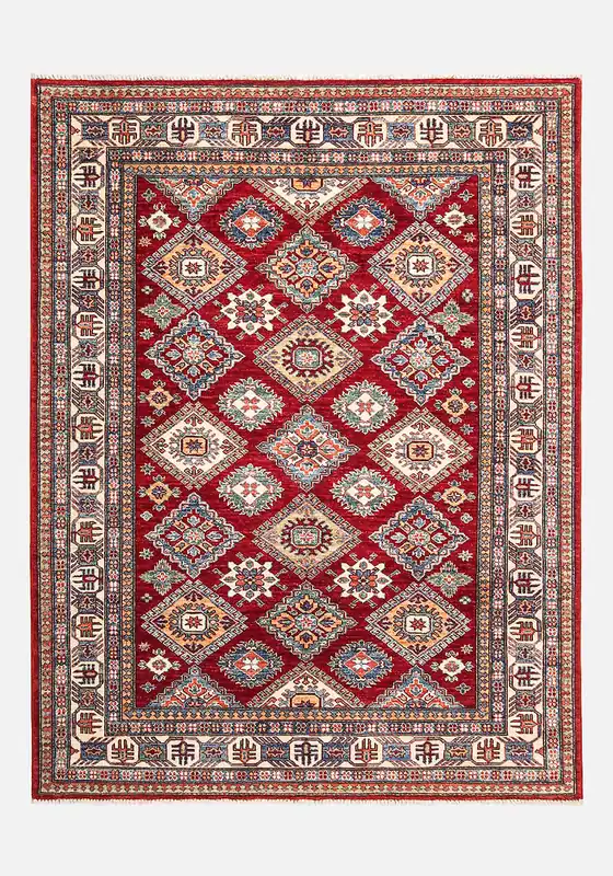 Tappeto Kazak Classico, Rosso, fatto a mano, 198x153cm