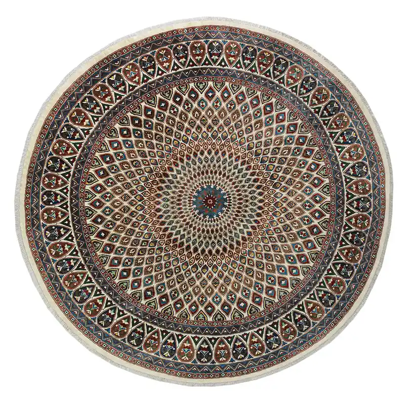 Classic Kazak round carpet, Multicoloured, handmade, 249x248cm