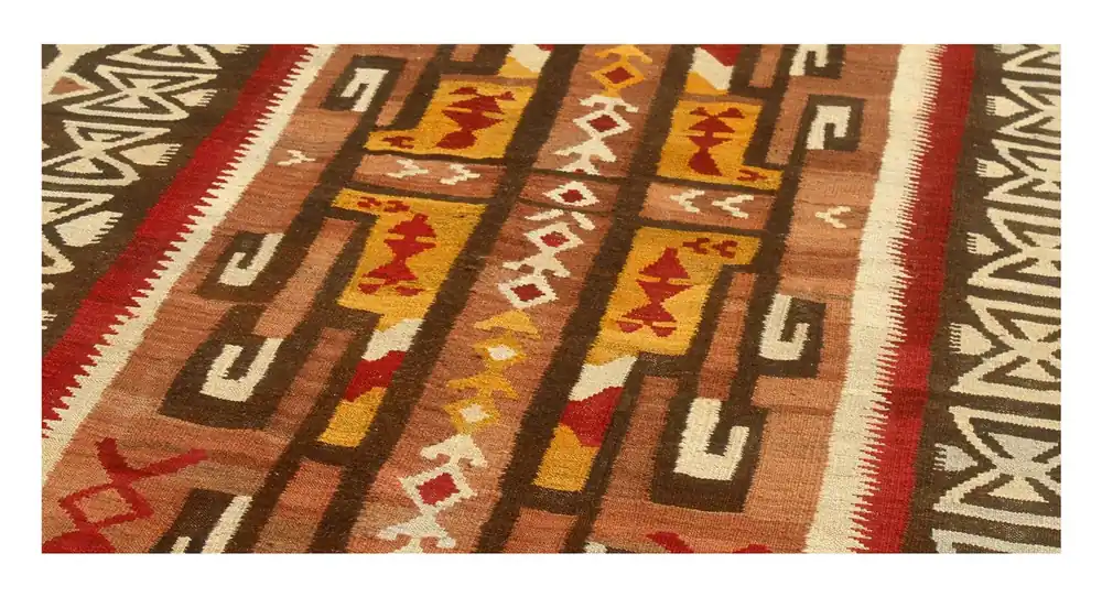 Tappeto Kilim moderno in lana multicolore 288x198cm