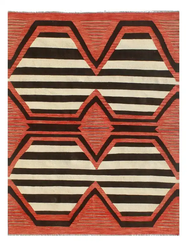 Tappeto Kilim moderno in lana multicolore 253x183cm