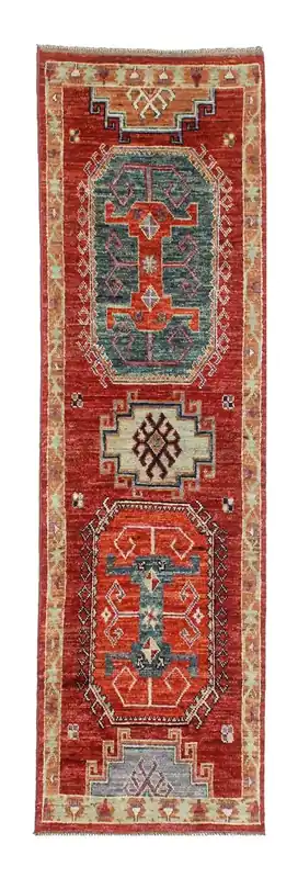 Tappeto Passatoia Kazak Classico, Rosso, fatto a mano, 292x83cm