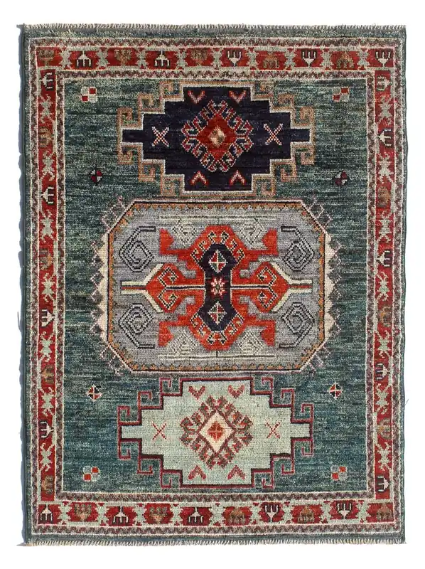 Tappeto Kazak Classico, Verde, fatto a mano, 177x122cm