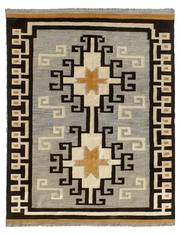 Tappeto Kilim moderno in lana multicolore 231x175cm