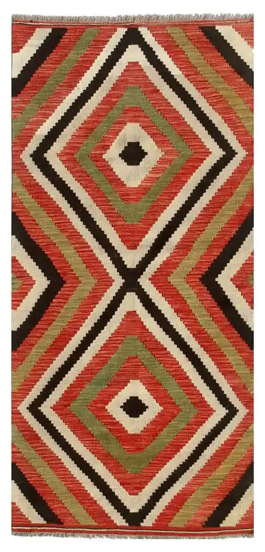 Tappeto Kilim moderno in lana multicolore 194x100cm