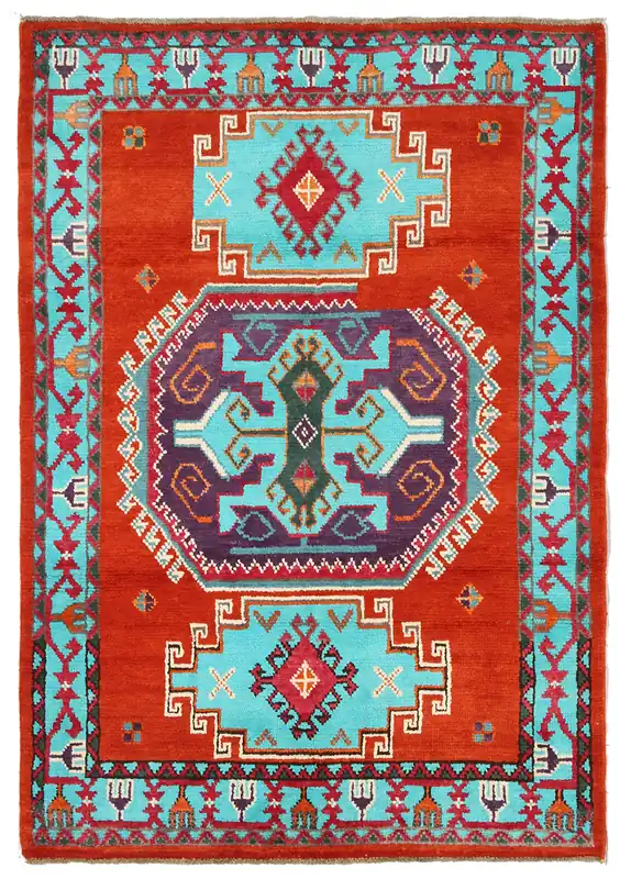 Tappeto Kazak Classico, Multicolore, fatto a mano, 185x130cm