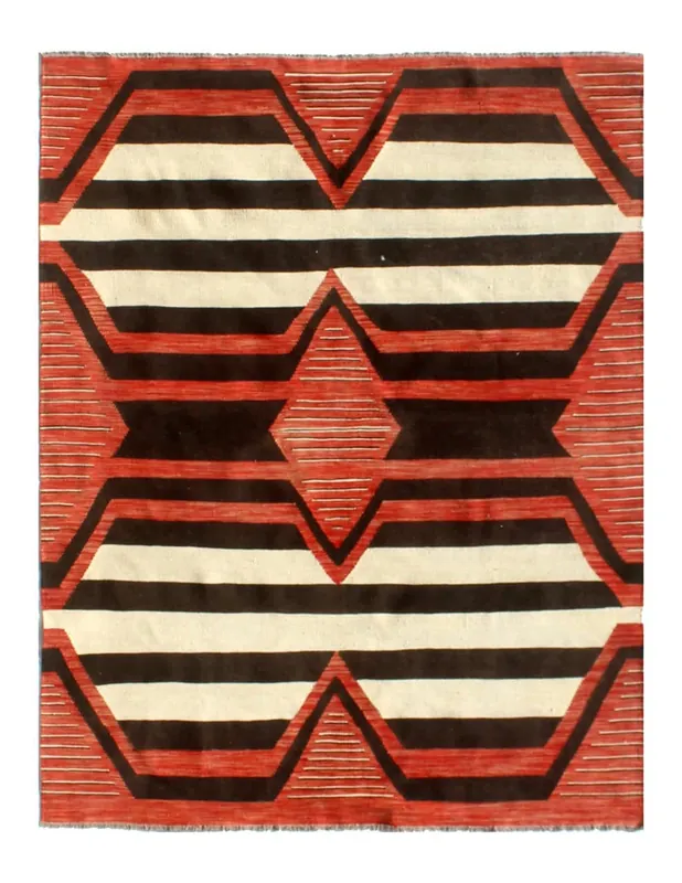 Tappeto Kilim moderno in lana multicolore 246x184cm