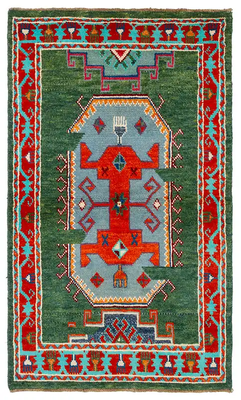Tappeto Kazak Classico, Verde, fatto a mano, 157x95cm