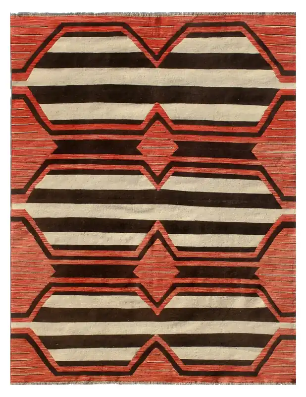Tappeto Kilim moderno in lana multicolore 244x178cm
