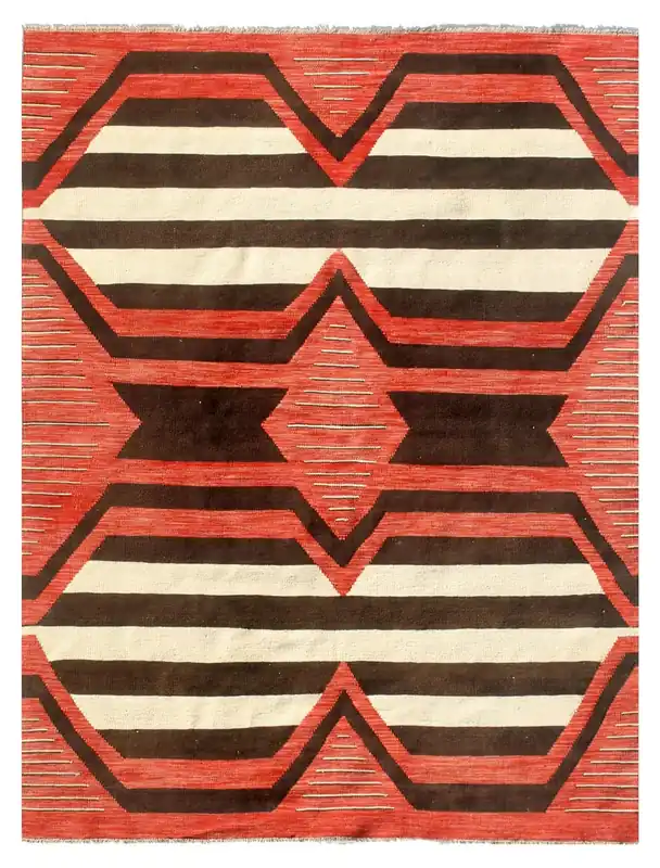 Tappeto Kilim moderno in lana multicolore 253x173cm