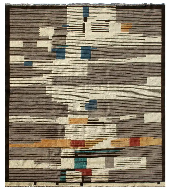 Tappeto Kilim moderno in lana multicolore 300x258cm