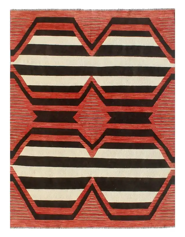 Tappeto Kilim moderno in lana multicolore 249x182cm