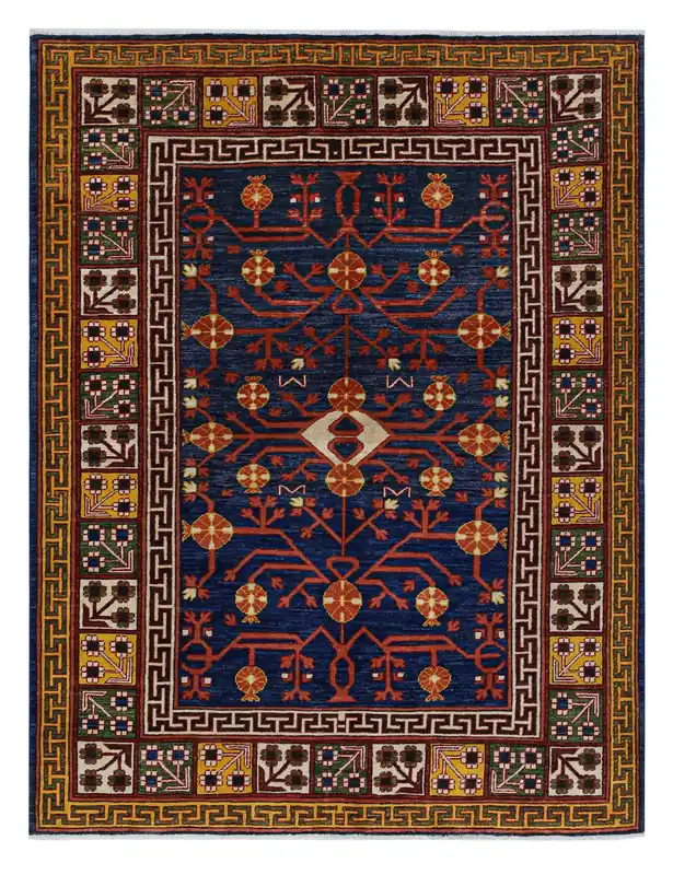 Tappeto Kazak Classico, Blu, fatto a mano, 195x151cm