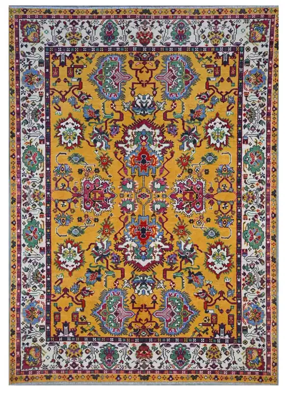 Tappeto Kazak Classico, Giallo, fatto a mano, 239x170cm