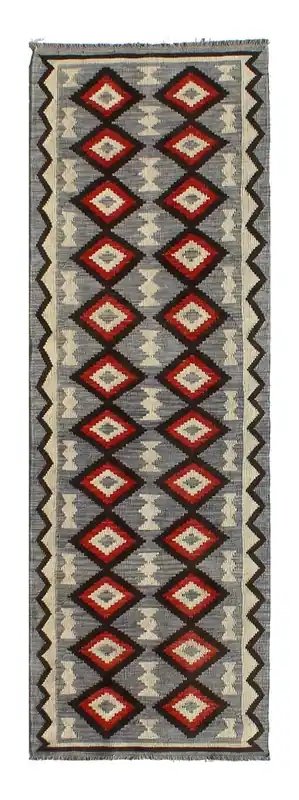 Tappeto passatoia Kilim moderno in lana multicolore 248x86cm